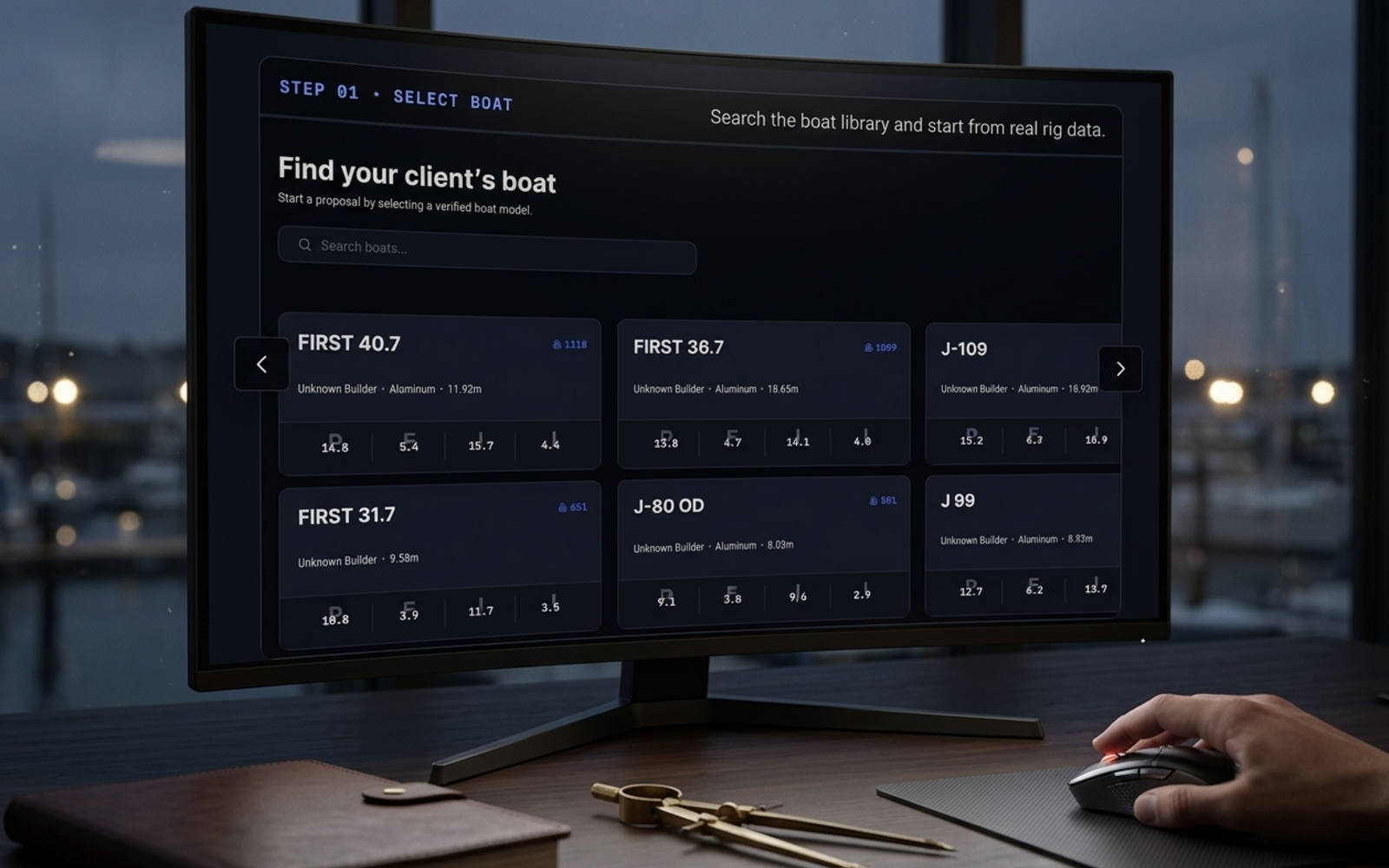 Find the right boat: Review the matching boat record before creating a proposal.