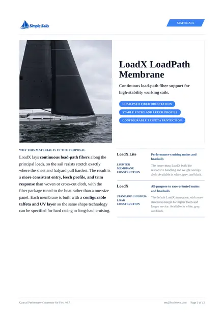 Materials page from First 40.7 proposal